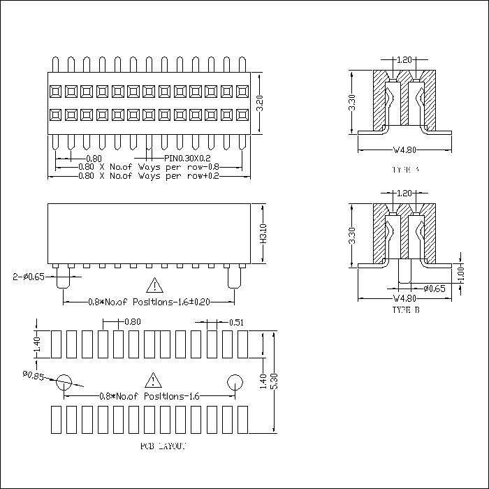 0.8 mm Female Header Dula Row SMT Type FHAM01-XXDXXXX