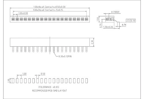 1.00 mm Female Header Single Row Angle SMT Type FHBM04 1.00 mm Female Header Single Row Angle SMT Type FHBM04